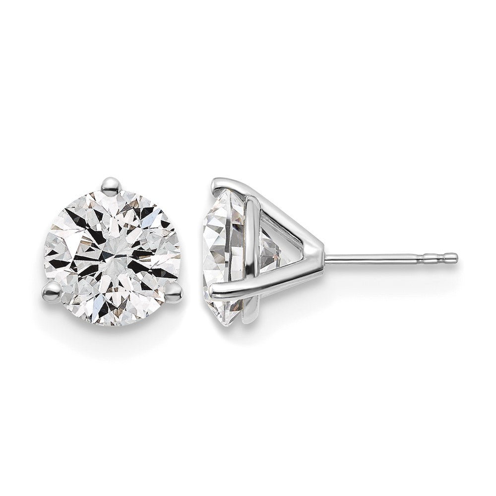 14k White Gold 6 Ct. Lab Grown Diamond VS/SI+ G+ Round Three Prong Stud Post Earrings