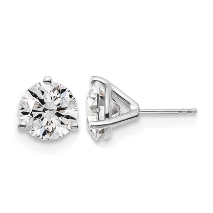 14k White Gold 6 Ct. Lab Grown Diamond VS/SI+ G+ Round Three Prong Stud Post Earrings