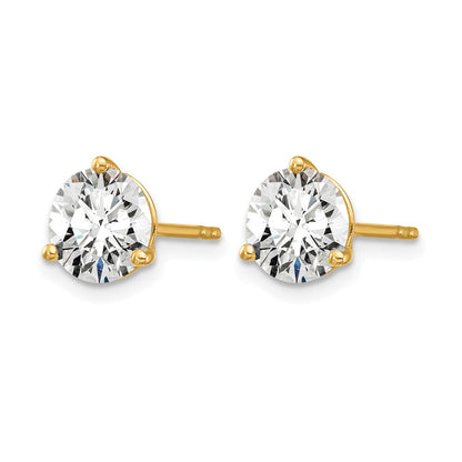 14k Yellow Gold 6 Ct. Certified Lab Grown Diamond VS/SI+ G+ Round Three Prong Stud Post Earrings