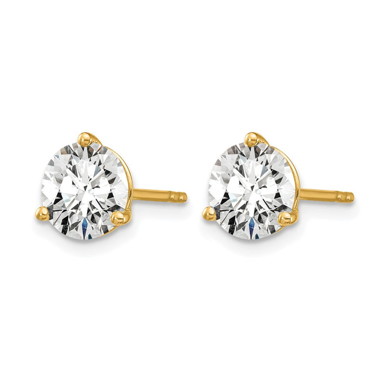 14K Yellow Gold 6 Ctw Lab Grown Diamond Vs+ F+ Round 3 Prong Heavy Wt. Stud Earrings