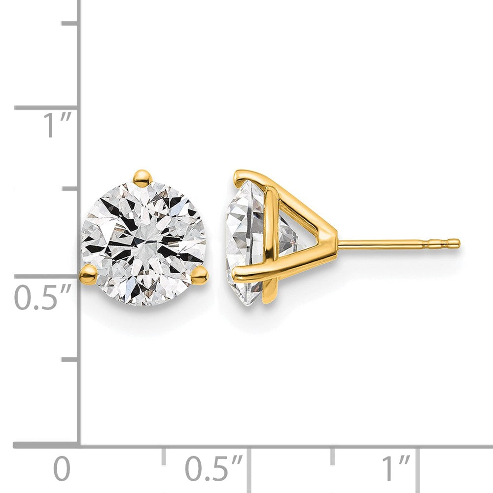 14k Yellow Gold 6 Ct. Certified Lab Grown Diamond VS/SI+ G+ Round Three Prong Stud Post Earrings