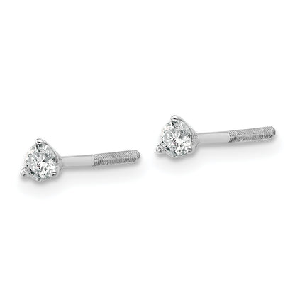 14K White Gold 1/5 Ctw Lab Grown Diamond Vs+ F+ Round 3 Prong Heavy Wt. Screwback Stud Earrings