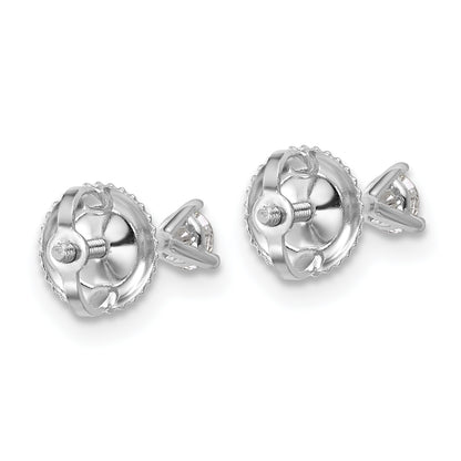 14K White Gold 1/5 Ctw Lab Grown Diamond Vs+ F+ Round 3 Prong Heavy Wt. Screwback Stud Earrings