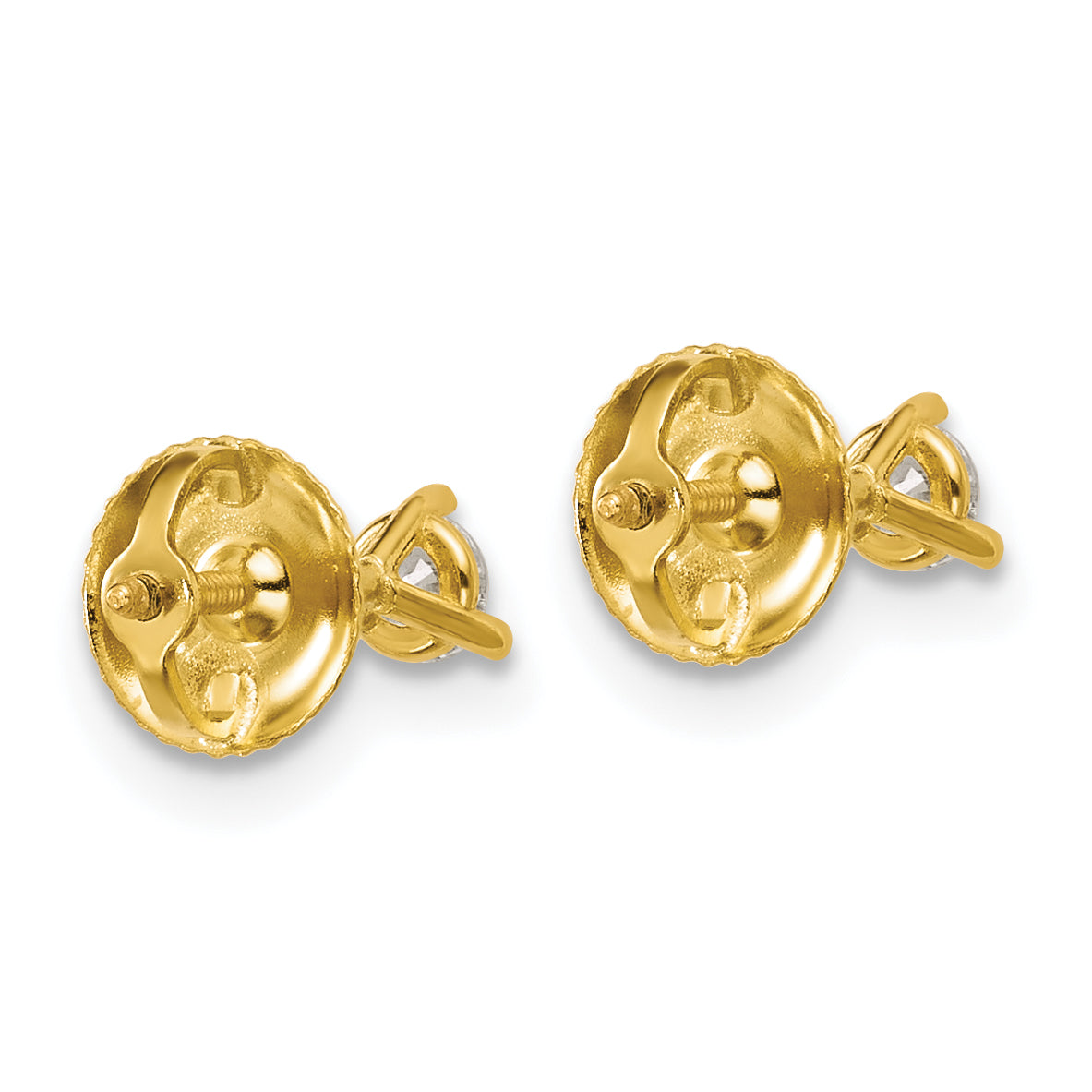 14K Yellow Gold 1/5 Ctw Certified Lab Grown Diamond Vs+ F+ Round 3 Prong Heavy Wt. Screwback Stud Earrings