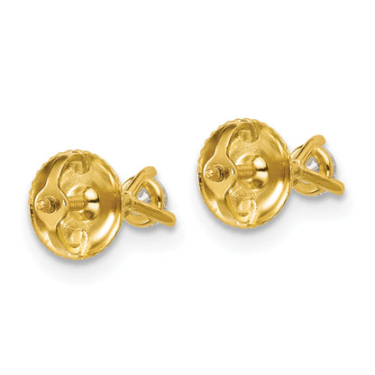 14K Yellow Gold 1/5 Ctw Certified Lab Grown Diamond Vs+ F+ Round 3 Prong Heavy Wt. Screwback Stud Earrings
