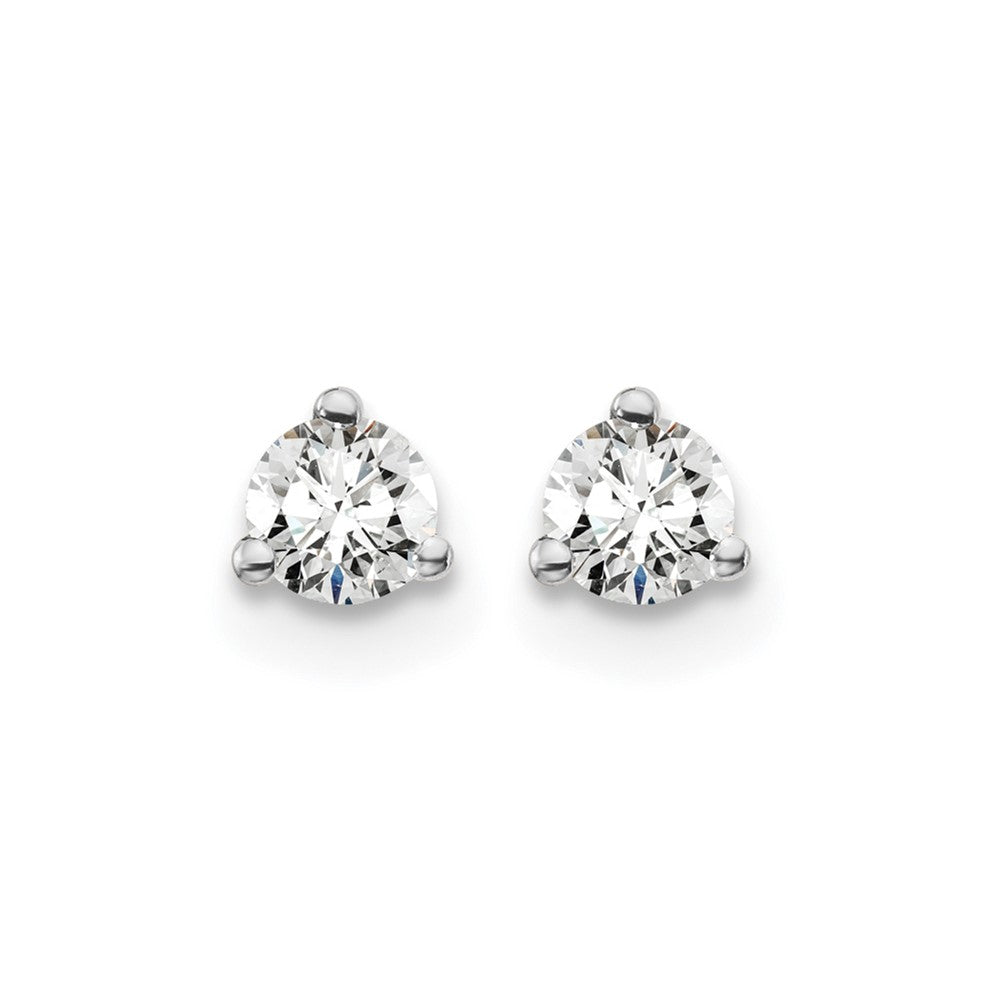 14K White Gold 1/4 Ctw Lab Grown Diamond Vs/Si+ G+ Round 3 Prong Heavy Wt. Screwback Stud Earrings