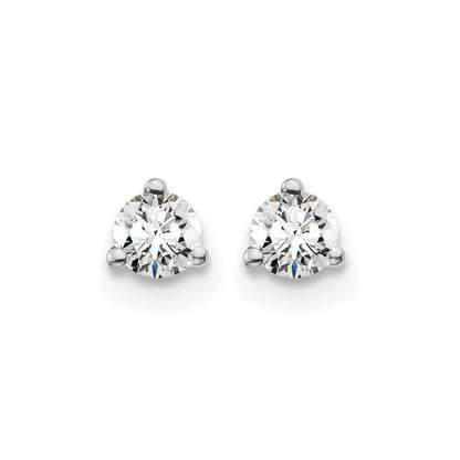 14k White Gold 1/4 ctw Certified Lab Grown Diamond VS/SI+ G+ Round 3 Prong Heavy Wt. Screwback Stud Earrings