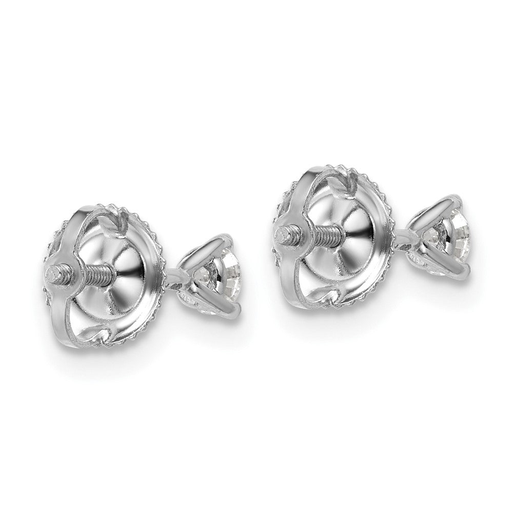 14K White Gold 1/4 Ctw Certified Lab Grown Diamond Vs+ F+ Round 3 Prong Heavy Wt. Screwback Stud Earrings