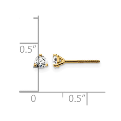 14K Yellow Gold 1/4 Ctw Lab Grown Diamond Vs+ F+ Round 3 Prong Heavy Wt. Screwback Stud Earrings