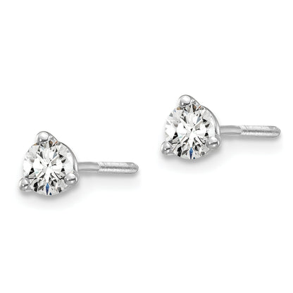 14k White Gold 1/3 ctw Lab Grown Diamond VS/SI+ G+ Round 3 Prong Heavy Wt. Screwback Stud Earrings