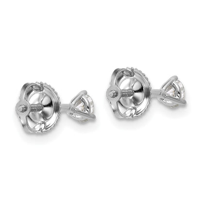 14k White Gold 1/3 Ct. Certified Lab Grown Diamond VS/SI+ G+ Round Three Prong Screwback Stud Post Earrings
