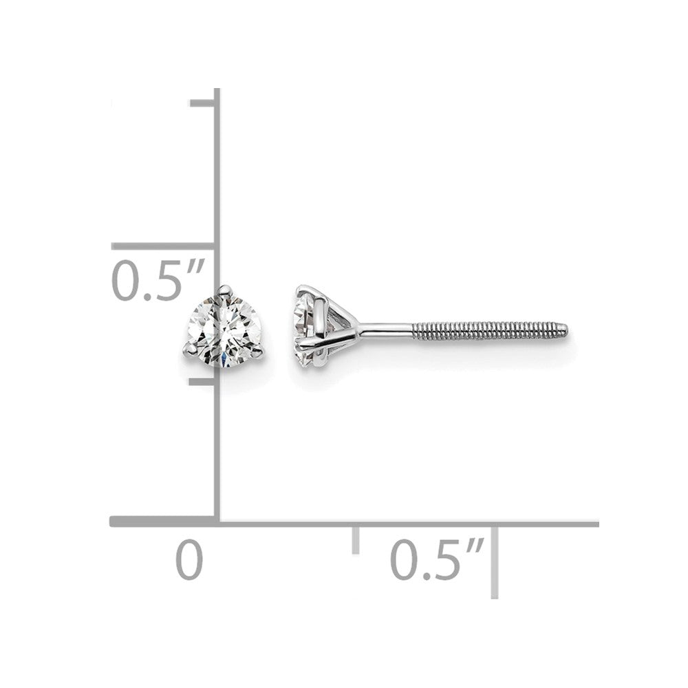14K White Gold 1/3 Ctw Certified Lab Grown Diamond Vs+ F+ Round 3 Prong Heavy Wt. Screwback Stud Earrings