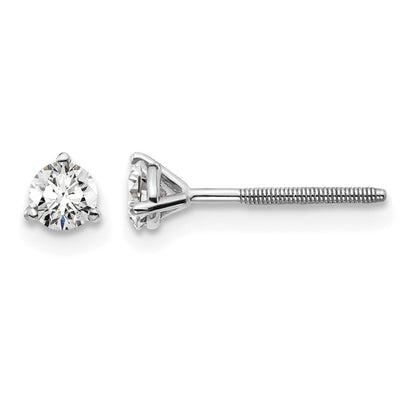 14K White Gold 1/3 Ctw Certified Lab Grown Diamond Vs+ F+ Round 3 Prong Heavy Wt. Screwback Stud Earrings
