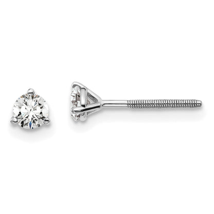 14k White Gold 1/3 ctw Lab Grown Diamond VS/SI+ G+ Round 3 Prong Heavy Wt. Screwback Stud Earrings