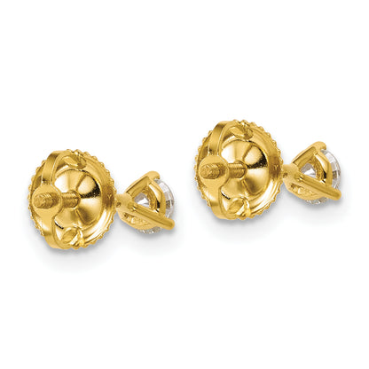 14K Yellow Gold 1/3 Ctw Lab Grown Diamond Vs+ F+ Round 3 Prong Heavy Wt. Screwback Stud Earrings