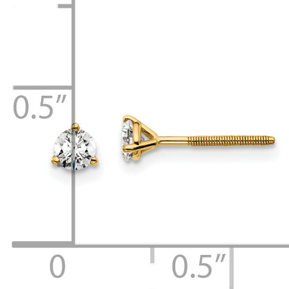14K Yellow Gold 1/3 Ctw Lab Grown Diamond Vs+ F+ Round 3 Prong Heavy Wt. Screwback Stud Earrings