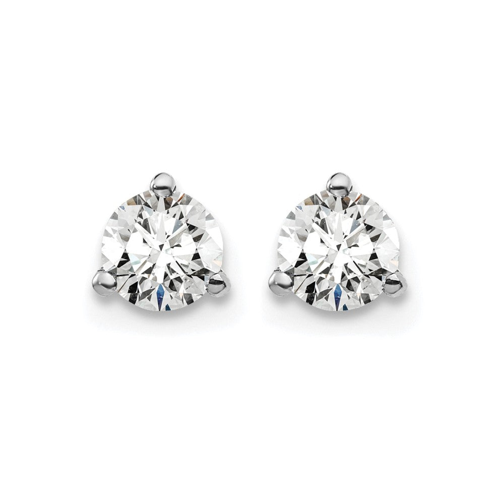 14k White Gold 1/2 ctw Lab Grown Diamond VS/SI+ G+ Round 3 Prong Heavy Wt. Screwback Stud Earrings