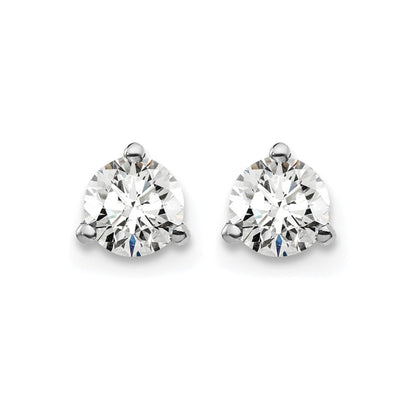 14k White Gold 1/2 ctw Lab Grown Diamond VS/SI+ G+ Round 3 Prong Heavy Wt. Screwback Stud Earrings