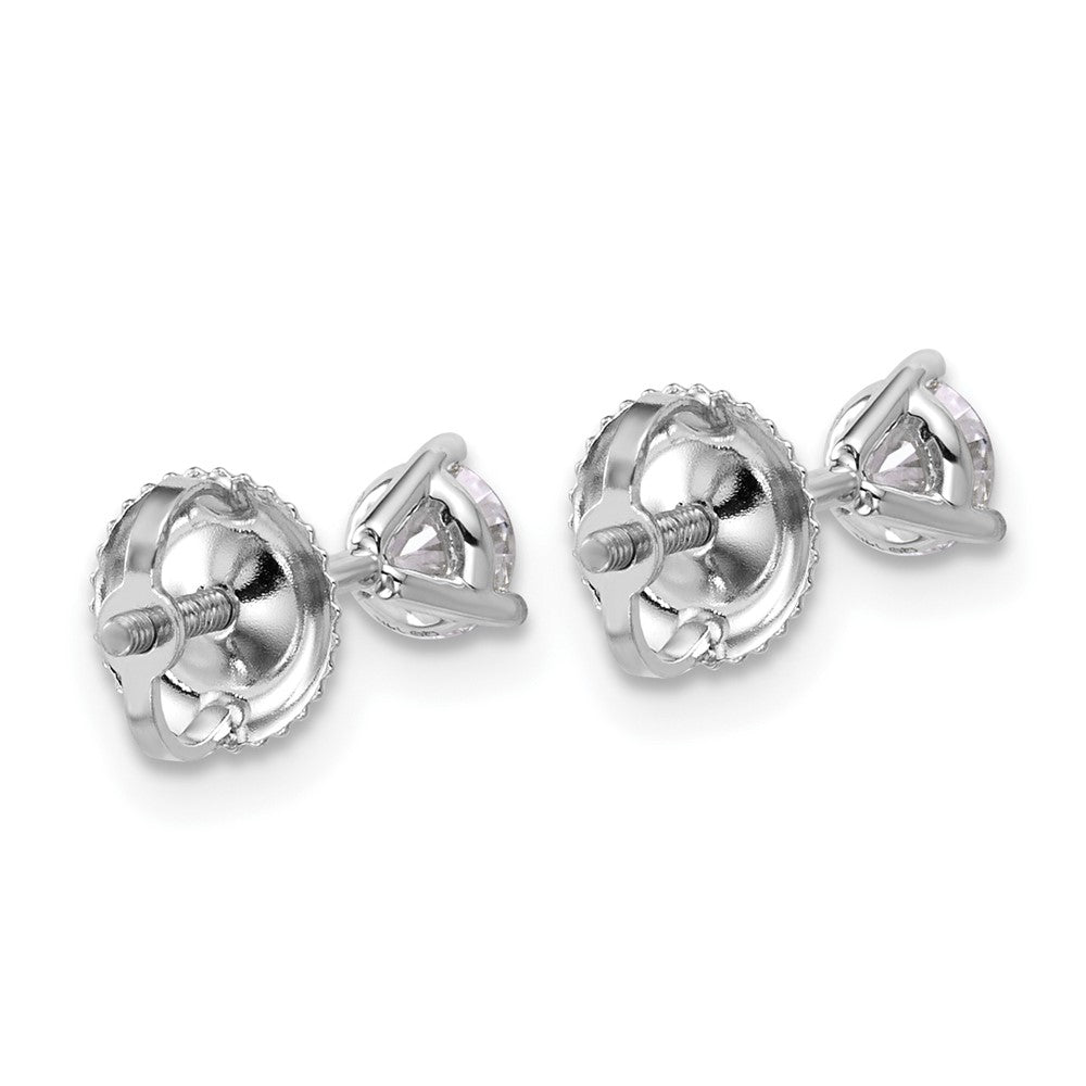 14k White Gold 1/2 ctw Lab Grown Diamond VS/SI+ G+ Round 3 Prong Heavy Wt. Screwback Stud Earrings