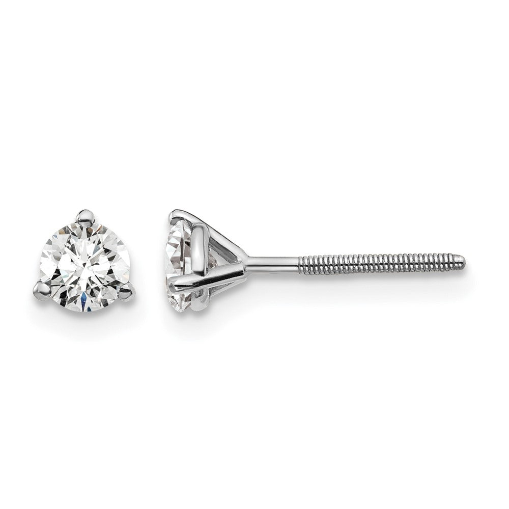 14k White Gold 1/2 ctw Lab Grown Diamond VS/SI+ G+ Round 3 Prong Heavy Wt. Screwback Stud Earrings