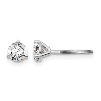 14k White Gold 2/3 ct Certified Lab Grown Diamond VS/SI+ G+ Round Three Prong Screwback Stud Post Earrings