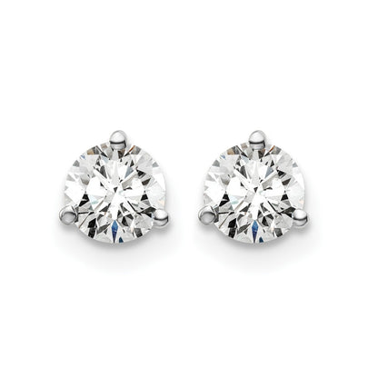 14K White Gold 3/4 Ctw Lab Grown Diamond Vs+ F+ Round 3 Prong Heavy Wt. Screwback Stud Earrings