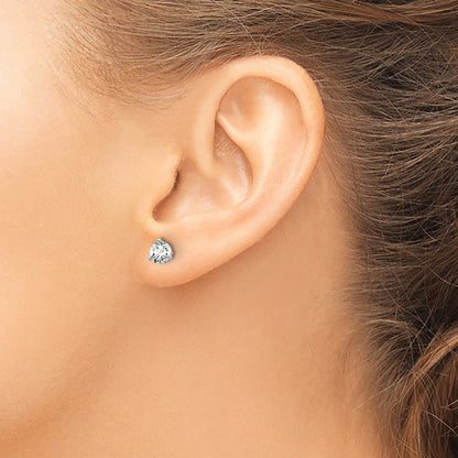 14K White Gold 3/4 Ctw Certified Lab Grown Diamond Vs+ F+ Round 3 Prong Heavy Wt. Screwback Stud Earrings