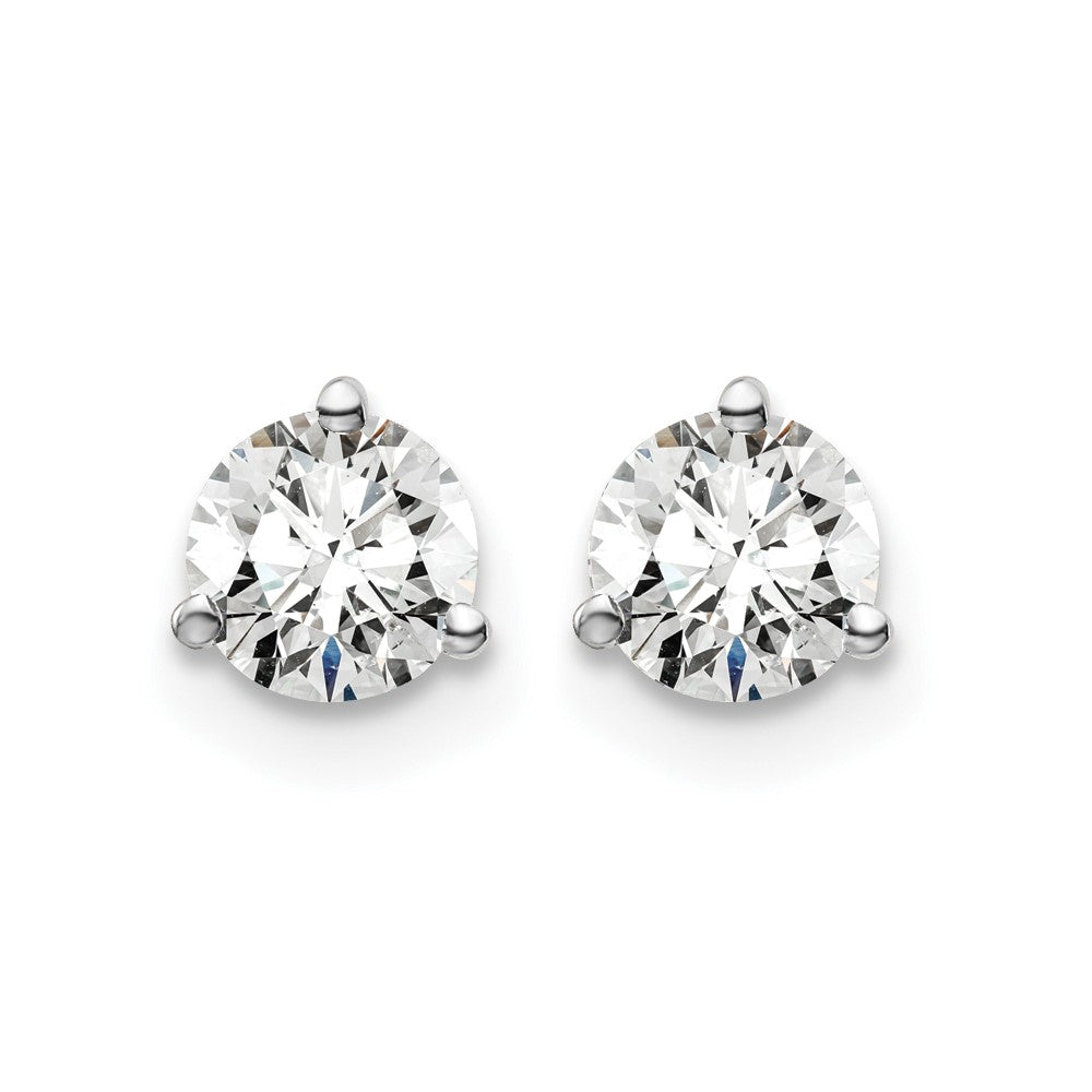 14k White Gold 3/4 ctw Certified Lab Grown Diamond VS/SI+ G+ Round 3 Prong Heavy Wt. Screwback Stud Earrings