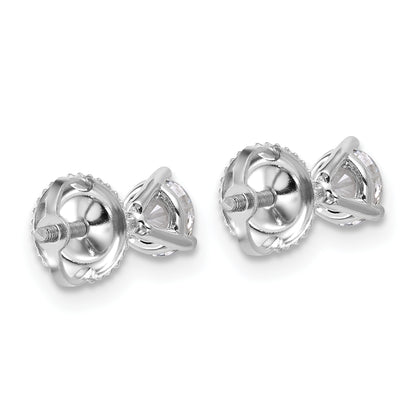 14K White Gold 3/4 Ctw Certified Lab Grown Diamond Vs+ F+ Round 3 Prong Heavy Wt. Screwback Stud Earrings