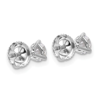 14K White Gold 3/4 Ctw Certified Lab Grown Diamond Vs+ F+ Round 3 Prong Heavy Wt. Screwback Stud Earrings