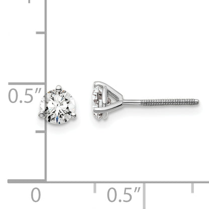 14K White Gold 3/4 Ctw Certified Lab Grown Diamond Vs+ F+ Round 3 Prong Heavy Wt. Screwback Stud Earrings