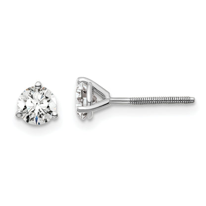 14K White Gold 3/4 Ctw Certified Lab Grown Diamond Vs+ F+ Round 3 Prong Heavy Wt. Screwback Stud Earrings