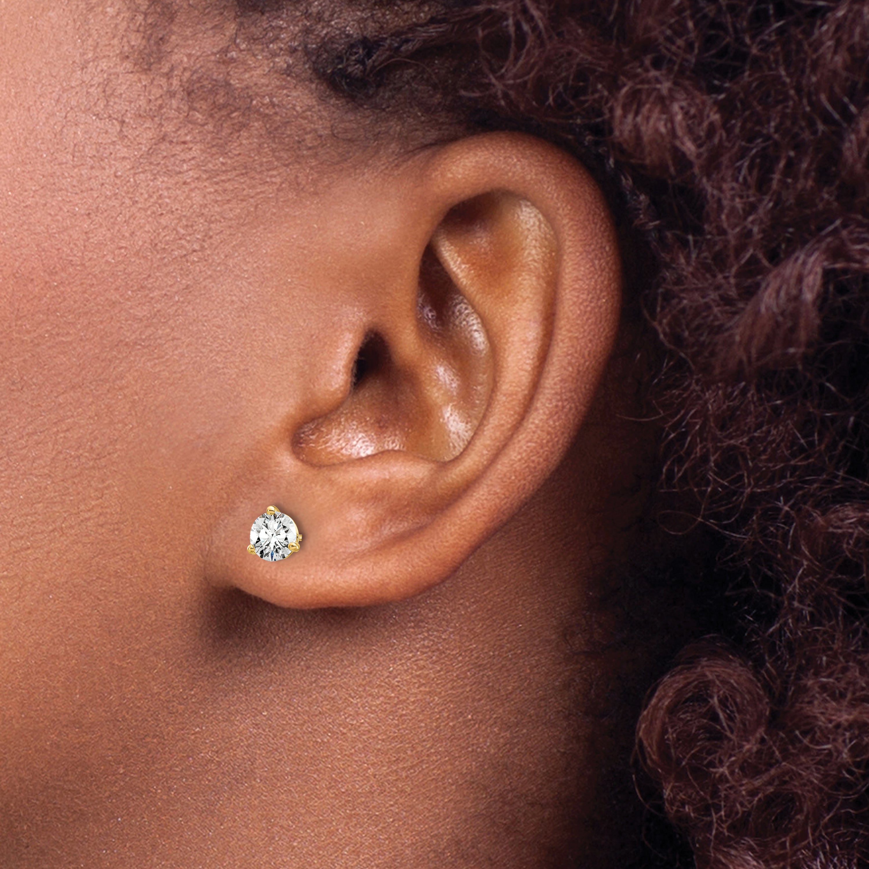 14K Yellow Gold 3/4 Ctw Certified Lab Grown Diamond Vs/Si+ G+ Round 3 Prong Heavy Wt. Screwback Stud Earrings