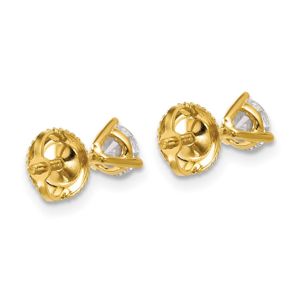 14k Yellow Gold 3/4 ctw Lab Grown Diamond VS/SI+ G+ Round 3 Prong Heavy Wt. Screwback Stud Earrings