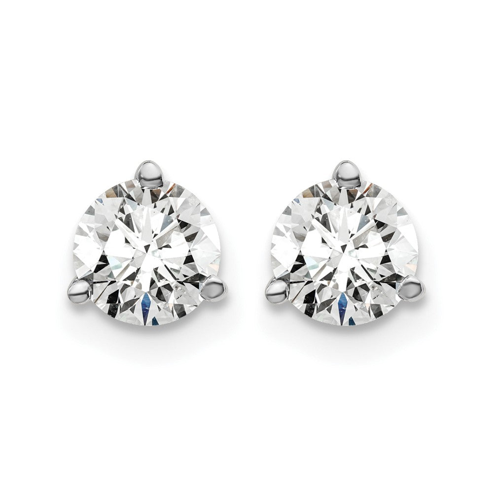 14K White Gold 1 Ctw Certified Lab Grown Diamond Vs+ F+ Round 3 Prong Heavy Wt. Screwback Stud Earrings