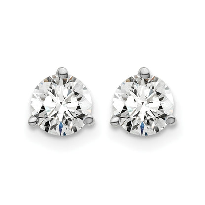 14K White Gold 1 Ctw Certified Lab Grown Diamond Vs+ F+ Round 3 Prong Heavy Wt. Screwback Stud Earrings