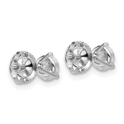 14K White Gold 1 Ctw Lab Grown Diamond Vs+ F+ Round 3 Prong Heavy Wt. Screwback Stud Earrings