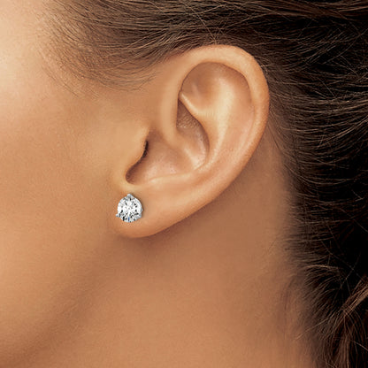 14K White Gold 1 1/2 Ctw Lab Grown Diamond Vs+ F+ Round 3 Prong Heavy Wt. Screwback Stud Earrings