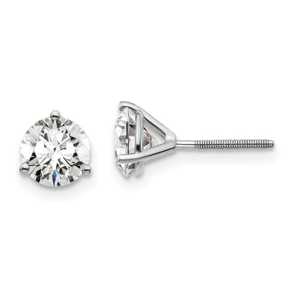 14K White Gold 1 1/2 Ctw Certified Lab Grown Diamond Vs+ F+ Round 3 Prong Heavy Wt. Screwback Stud Earrings