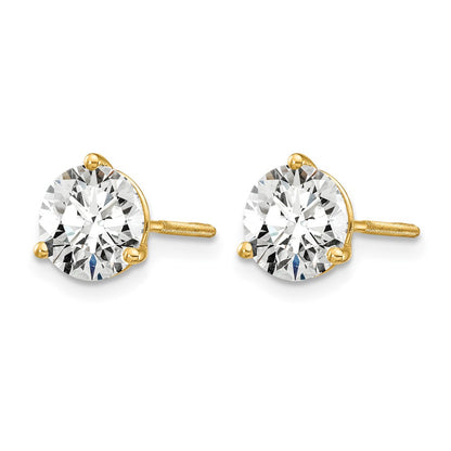 14K Yellow Gold 1 1/2 Ctw Lab Grown Diamond Vs+ F+ Round 3 Prong Heavy Wt. Screwback Stud Earrings