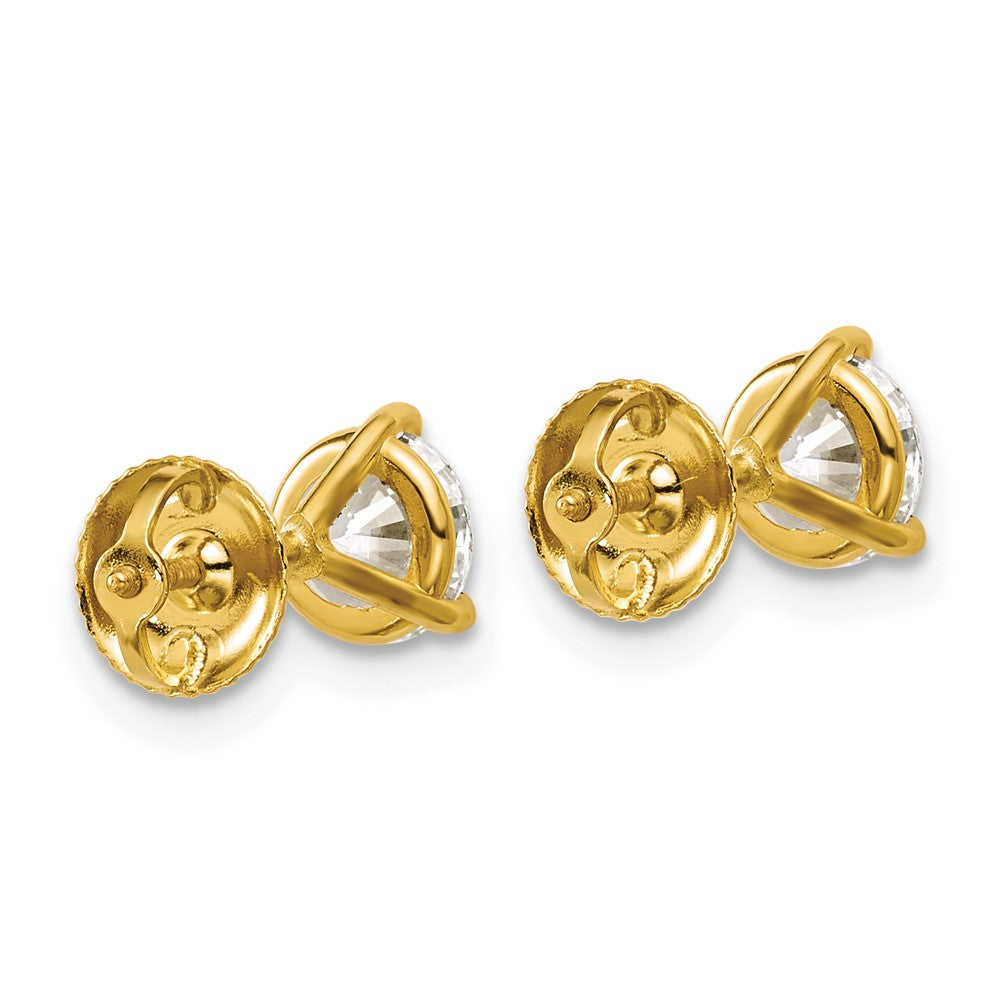 14K Yellow Gold 1 1/2 Ctw Certified Lab Grown Diamond Vs/Si+ G+ Round 3 Prong Heavy Wt. Screwback Stud Earrings