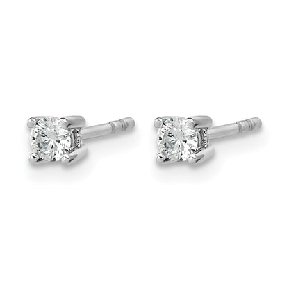 14K White Gold 1/5 Ctw Lab Grown Diamond Vs+ F+ Round 4 Prong Heavy Wt. Stud Earrings
