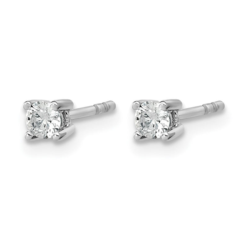 14K White Gold 1/5 Ctw Lab Grown Diamond Vs+ F+ Round 4 Prong Heavy Wt. Stud Earrings