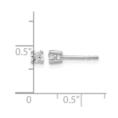 14K White Gold 1/5 Ctw Lab Grown Diamond Vs+ F+ Round 4 Prong Heavy Wt. Stud Earrings