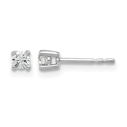14K White Gold 1/5 Ctw Lab Grown Diamond Vs+ F+ Round 4 Prong Heavy Wt. Stud Earrings