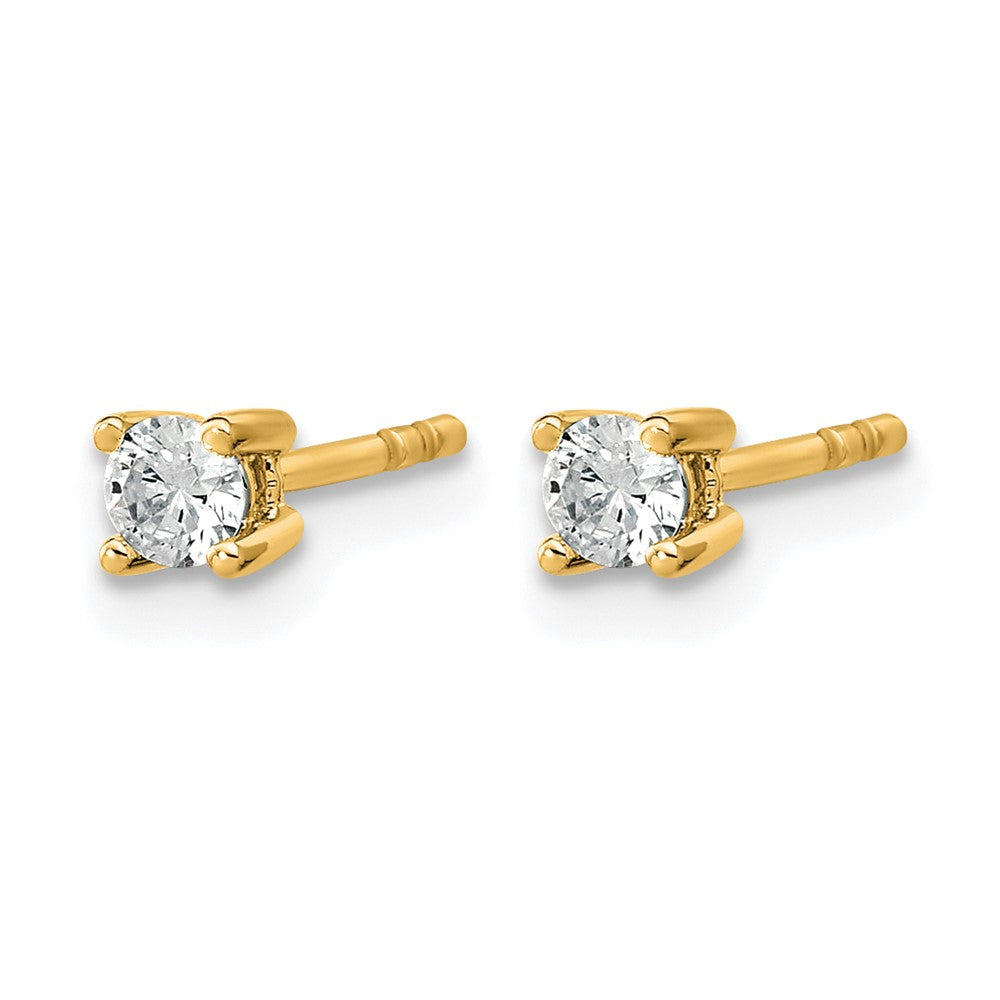 14K Yellow Gold 1/5 Ctw Lab Grown Diamond Vs+ F+ Round 4 Prong Heavy Wt. Stud Earrings