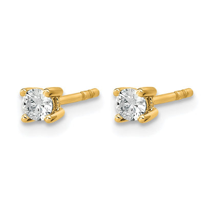 14K Yellow Gold 1/5 Ctw Lab Grown Diamond Vs+ F+ Round 4 Prong Heavy Wt. Stud Earrings