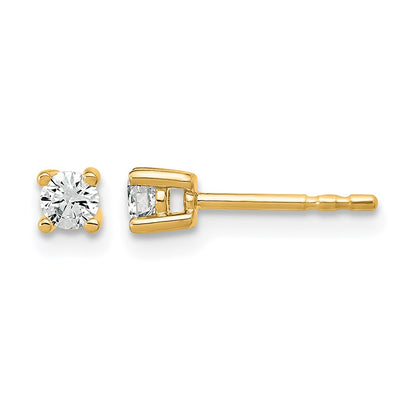 14K Yellow Gold 1/5 Ctw Lab Grown Diamond Vs+ F+ Round 4 Prong Heavy Wt. Stud Earrings