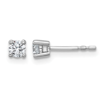 14K White Gold 1/3 Ctw Lab Grown Diamond Vs+ F+ Round 4 Prong Heavy Wt. Stud Earrings