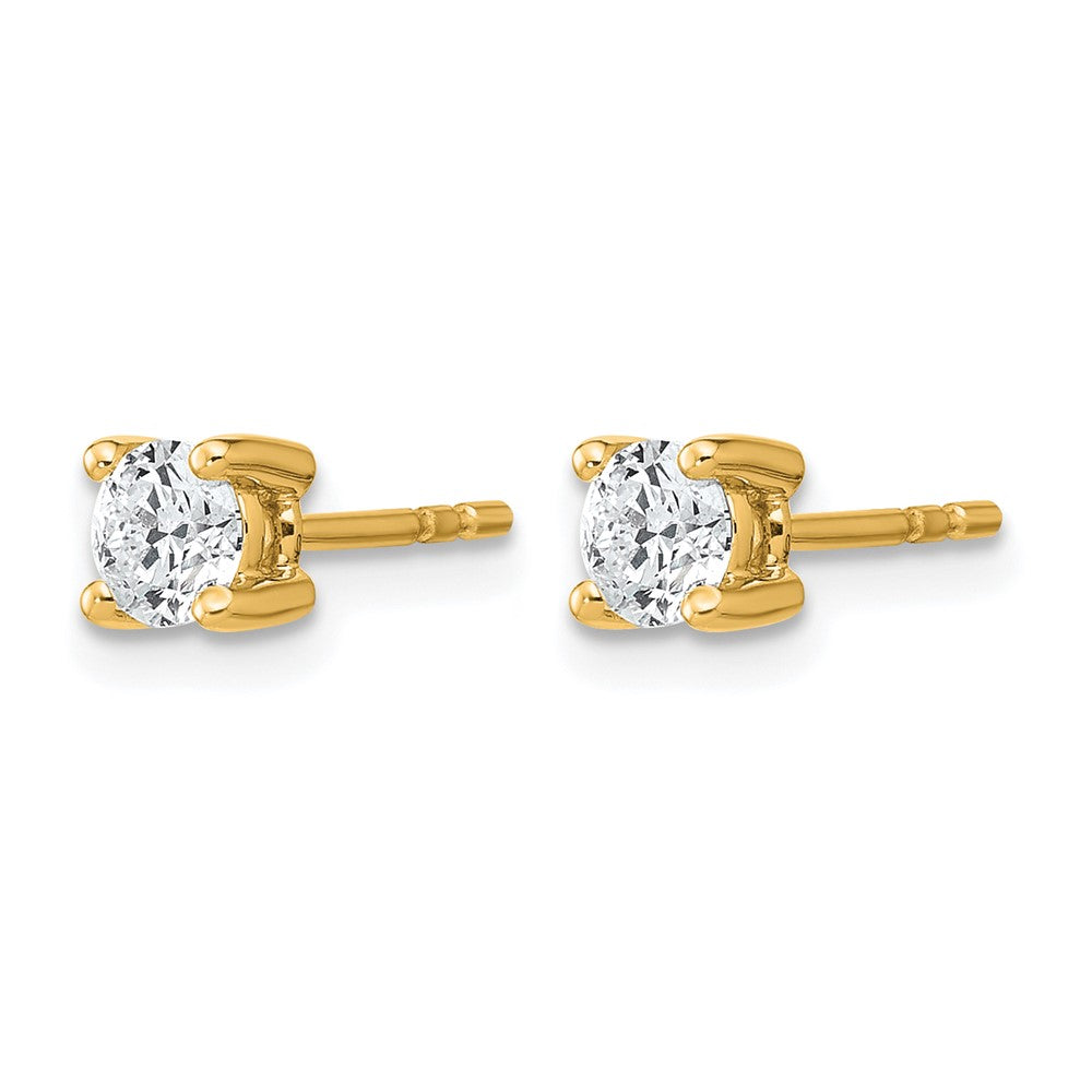 14K Yellow Gold 1/2 Ctw Lab Grown Diamond Vs+ F+ Round 4 Prong Heavy Wt. Stud Earrings